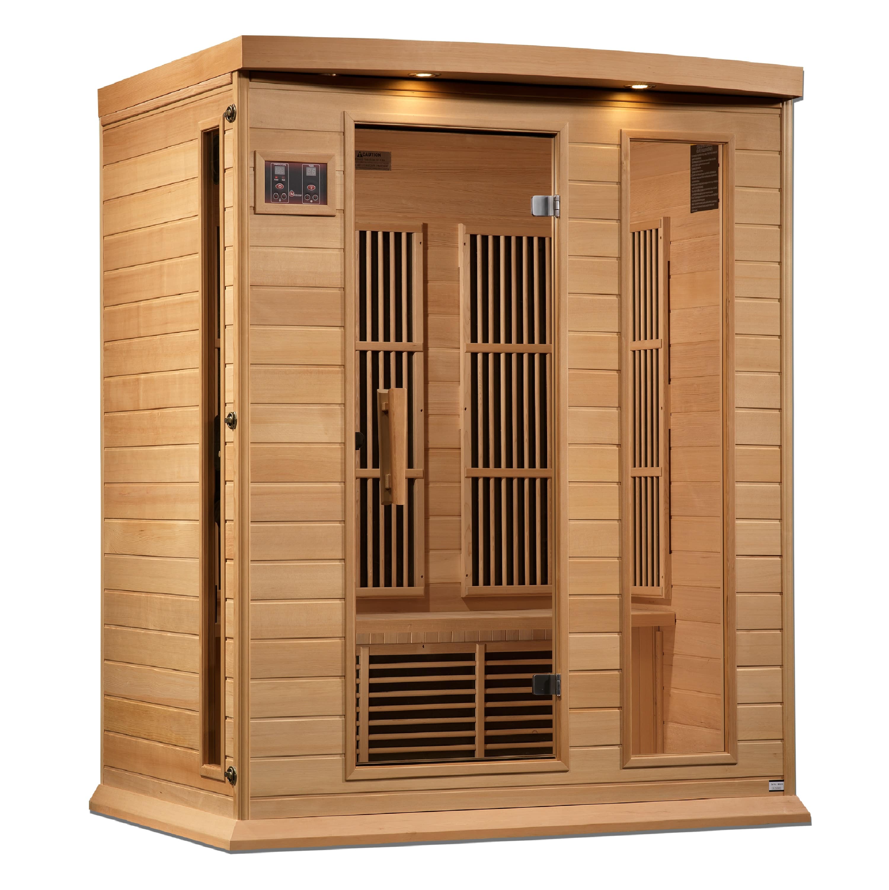 Golden Designs | Maxxus 3-Person Near Zero EMF FAR Infrared Sauna (Canadian Hemlock) | MX-K306-01-ZF HEM