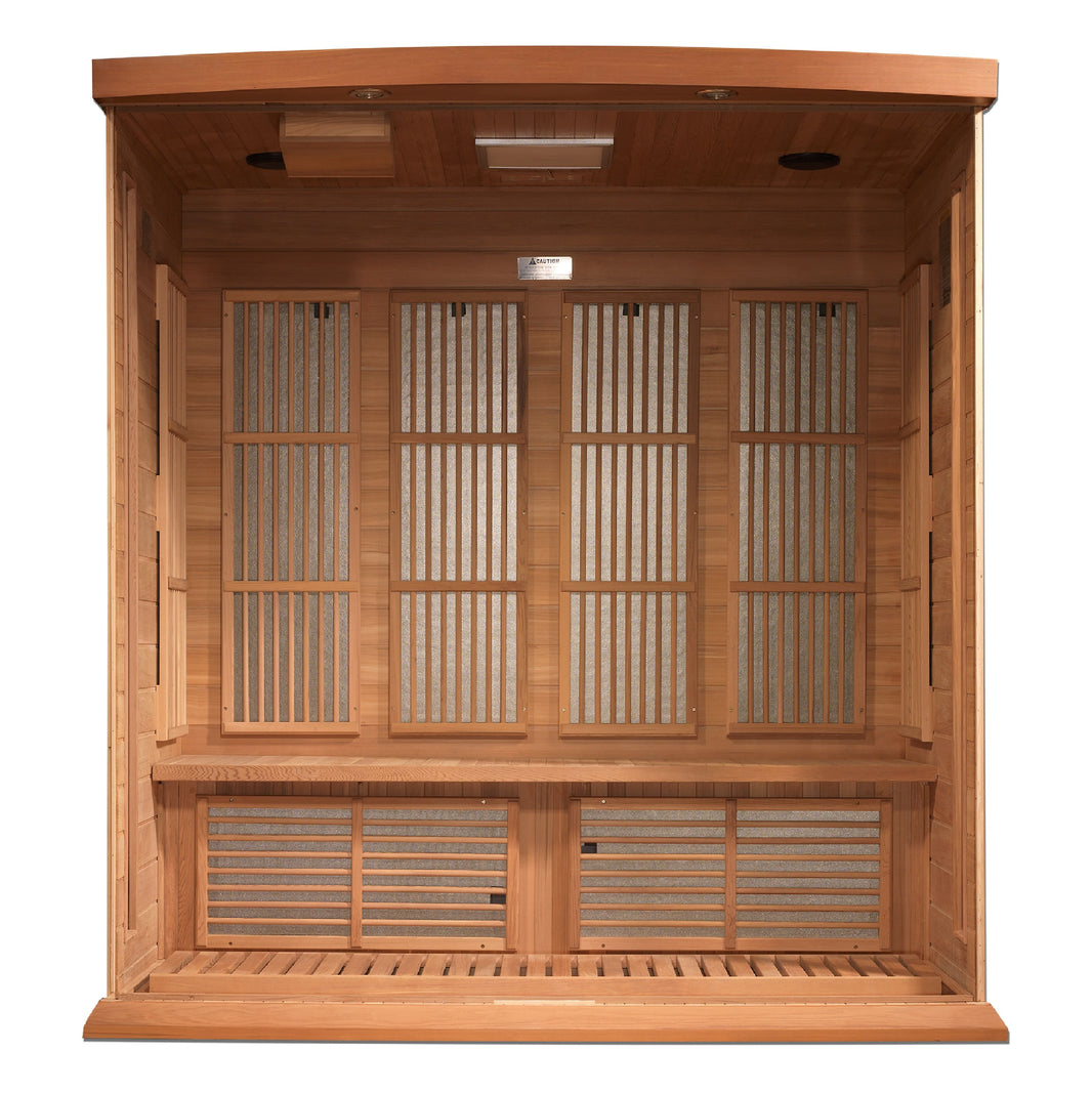 Golden Designs | Maxxus 4-Person Near Zero EMF FAR Infrared Sauna (Canadian Red Cedar) | MX-K406-01-ZF CED