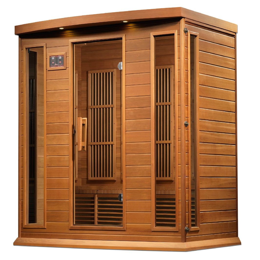 Golden Designs | Maxxus 4-Person Near Zero EMF FAR Infrared Sauna (Canadian Red Cedar) | MX-K406-01-ZF CED