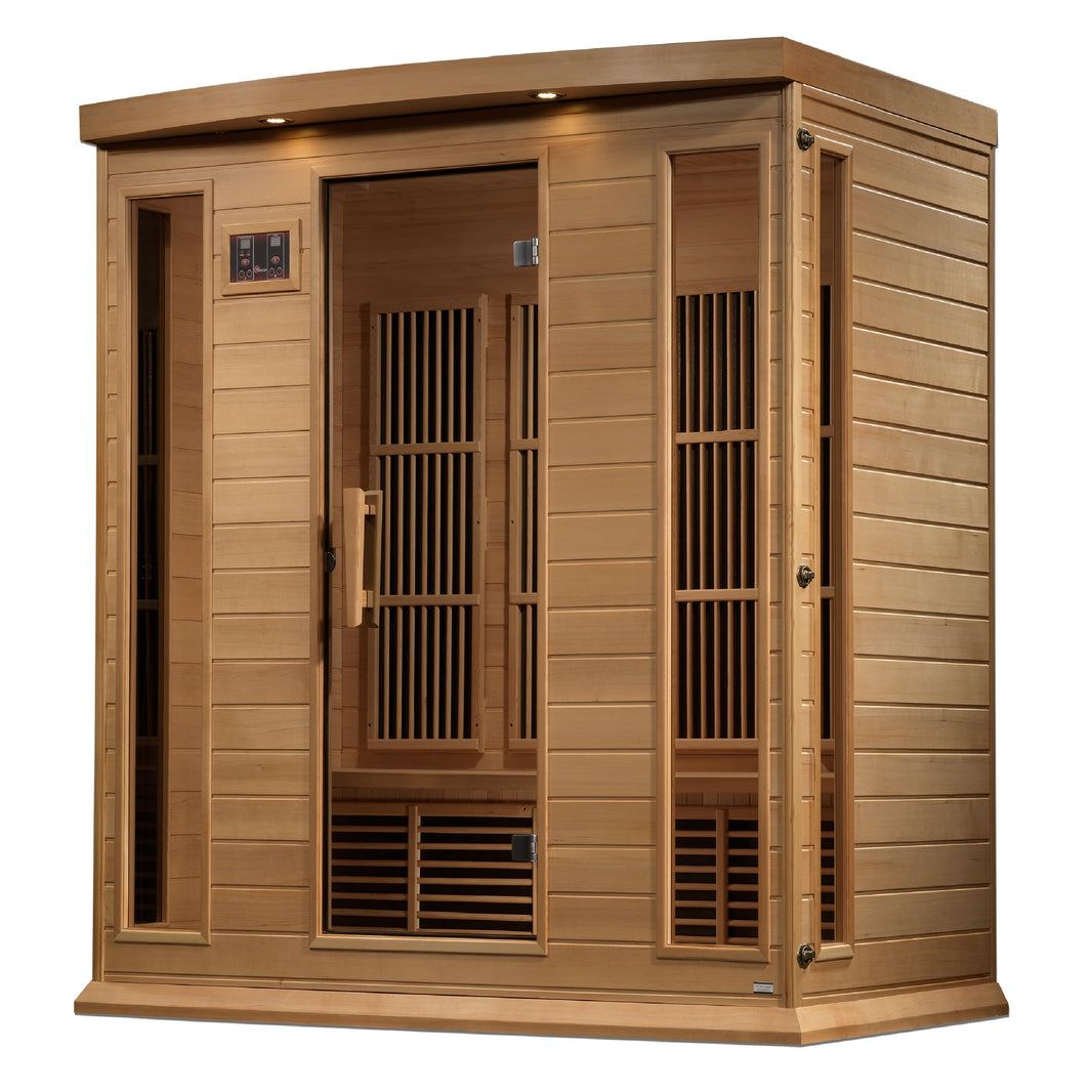 Golden Designs | Maxxus 4-Person Near Zero EMF FAR Infrared Sauna (Canadian Hemlock) | MX-K406-01-ZF HEM