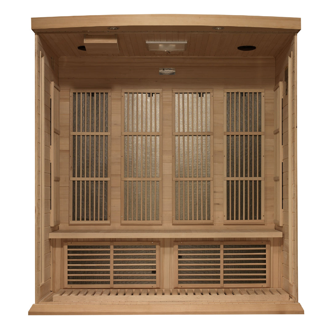 Golden Designs | Maxxus 4-Person Near Zero EMF FAR Infrared Sauna (Canadian Hemlock) | MX-K406-01-ZF HEM