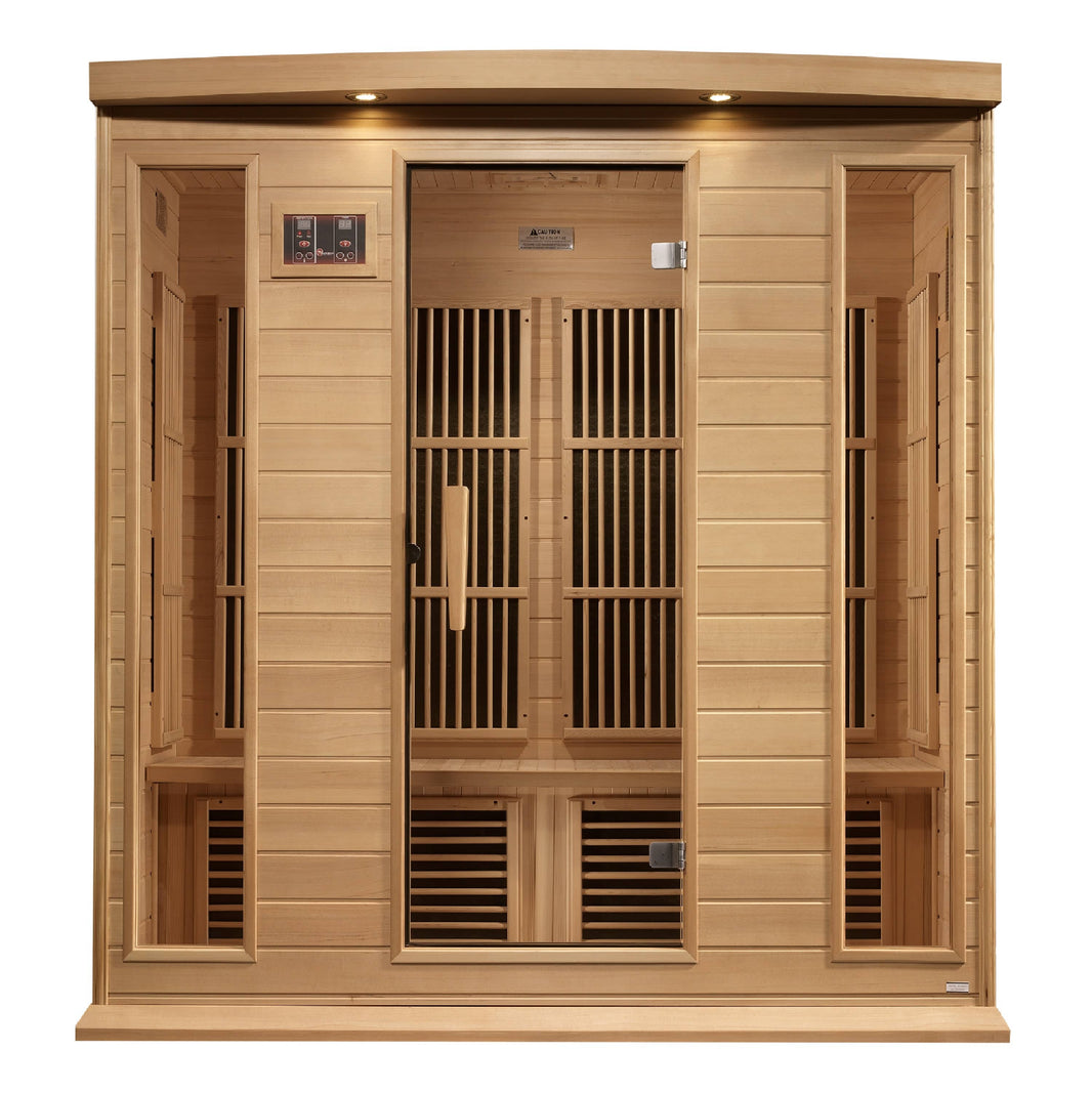 Golden Designs | Maxxus 4-Person Near Zero EMF FAR Infrared Sauna (Canadian Hemlock) | MX-K406-01-ZF HEM