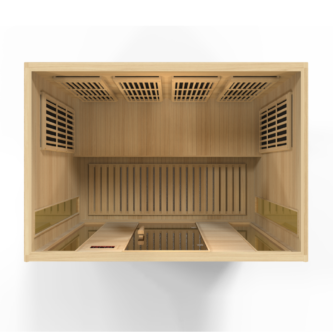 Golden Designs | Maxxus 4-Person Low EMF FAR Infrared Sauna (Canadian Hemlock) | MX-K406-01 HEM