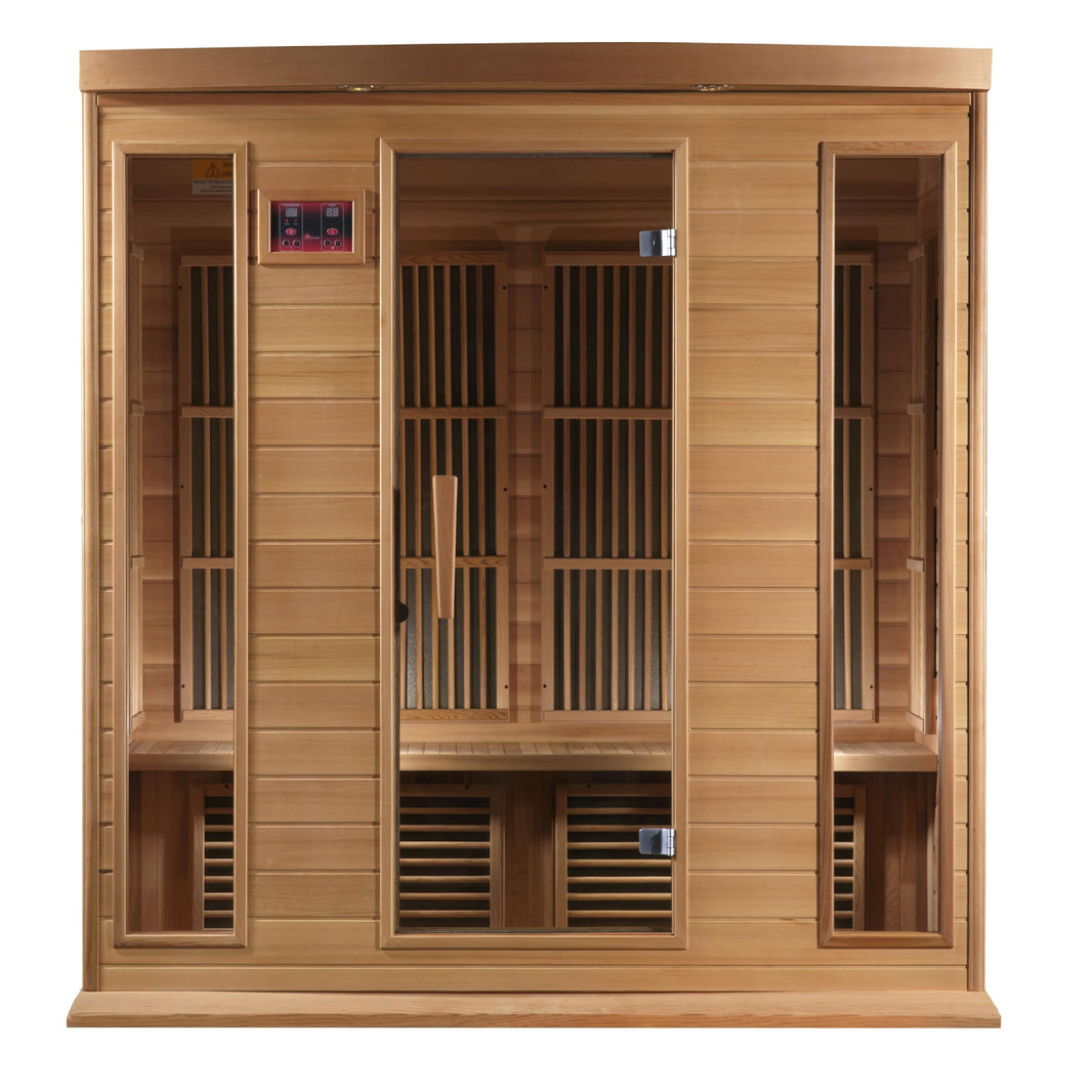 Golden Designs | Maxxus 4-Person Corner Low EMF FAR Infrared Sauna (Canadian Red Cedar) | MX-K406-01 CED