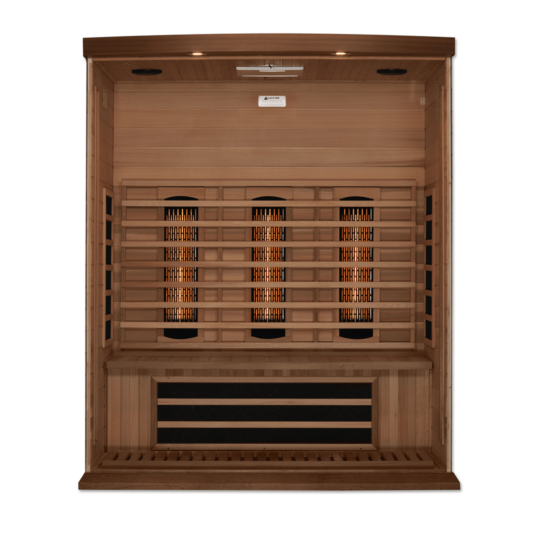 Golden Designs | Maxxus 3-Person Full Spectrum Near Zero EMF FAR Infrared Sauna (Canadian Red Cedar) | MX-M306-01-FS CED