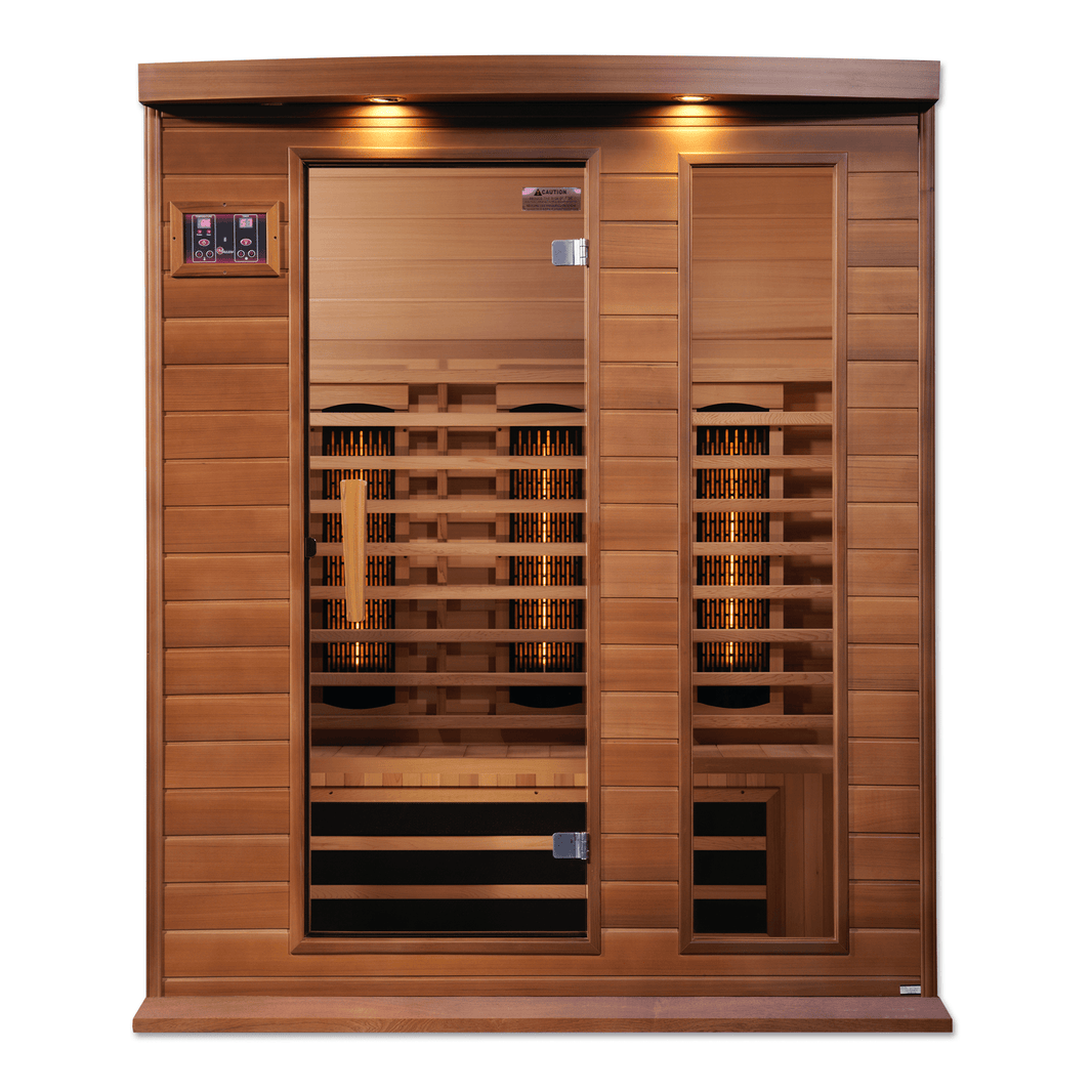 Golden Designs | Maxxus 3-Person Full Spectrum Near Zero EMF FAR Infrared Sauna (Canadian Red Cedar) | MX-M306-01-FS CED