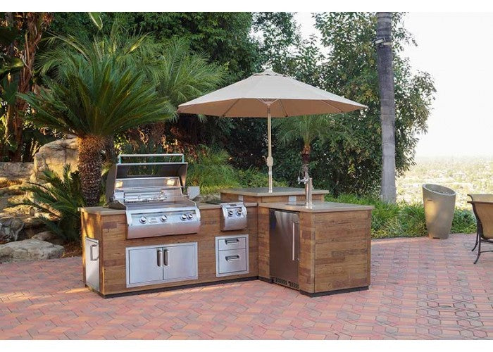 Fire Magic Silver Pine L-Shaped Reclaimed Wood Island System with Kegerator Cutout (IL660-SPK-116BA)