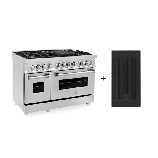 ZLINE 48-Inch Dual Fuel Range with 6.0 cu. ft. Electric Oven and Gas Cooktop with Brass Burners and Griddle in Stainless Steel (RA-BR-GR-48)