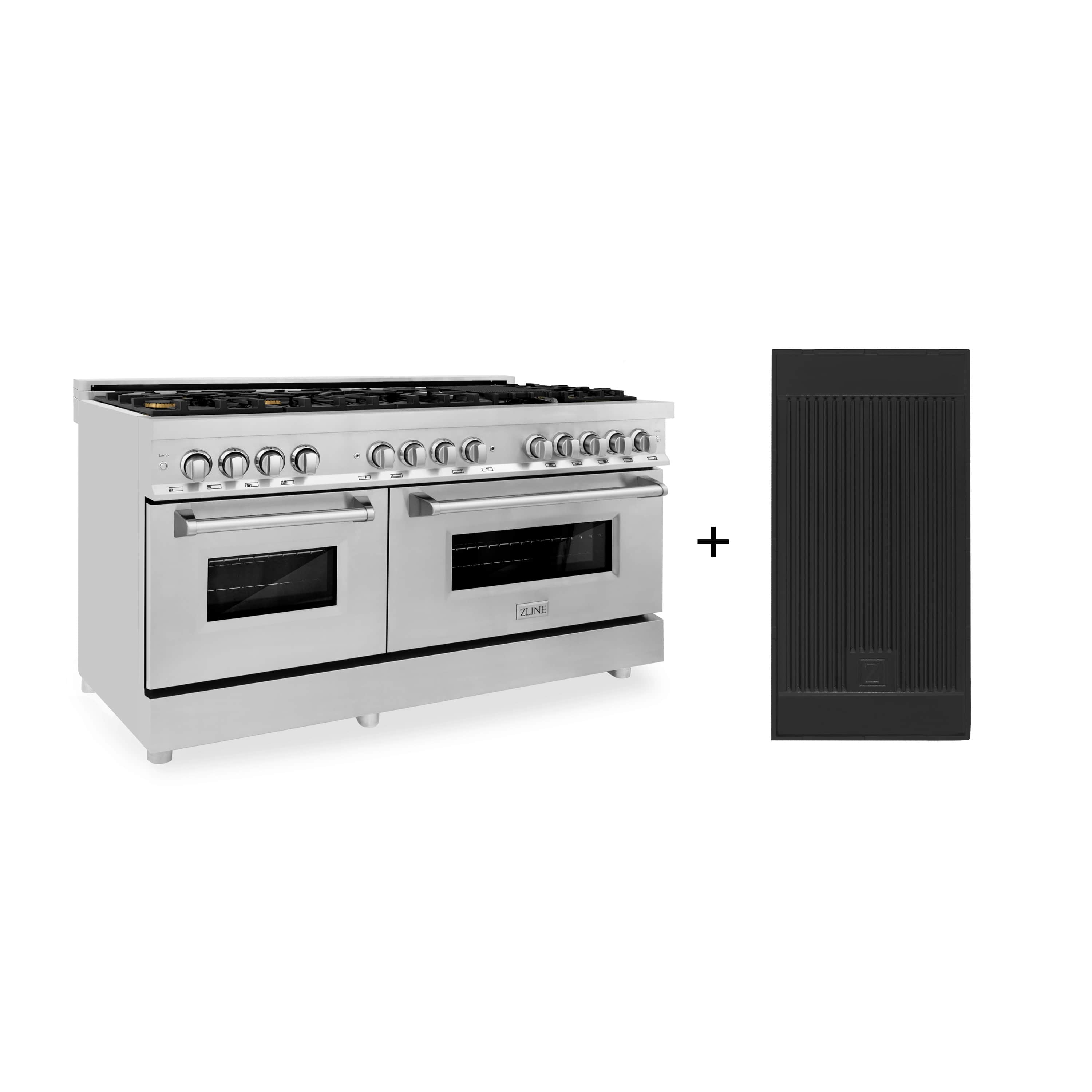 ZLINE 60-Inch Dual Fuel Range with 7.4 cu. ft. Electric Oven and Gas Cooktop with Brass Burners and Griddle in Stainless Steel (RA-BR-GR-60)