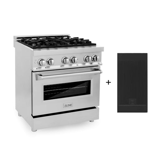 ZLINE 30-Inch Dual Fuel Range with 4.0 cu. ft. Electric Oven and Gas Cooktop and Griddle in Stainless Steel (RA-GR-30)