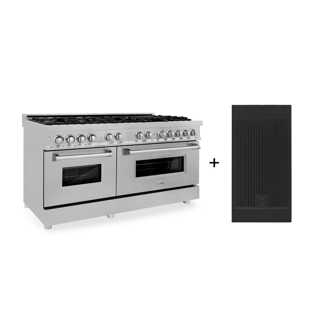 ZLINE 60-Inch Dual Fuel Range with 7.4 cu. ft. Electric Oven and Gas Cooktop and Griddle in DuraSnow Fingerprint Resistant Stainless Steel (RAS-SN-GR-60)