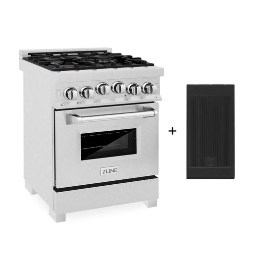 ZLINE 24-Inch Gas Range with 2.8 cu. ft. Gas Oven and Gas Cooktop with Griddle in Fingerprint Resistant Stainless Steel (RGS-SN-GR-24)