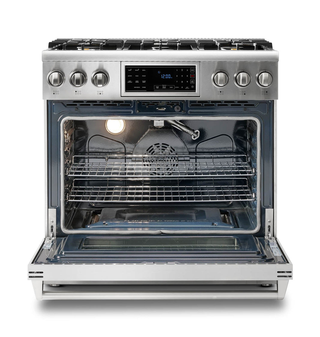 Thor Kitchen 36-Inch 6.0 Cu. Ft. Oven Gas Range with Tilt Panel and Self-Cleaning Oven in Stainless Steel (TRG3601)