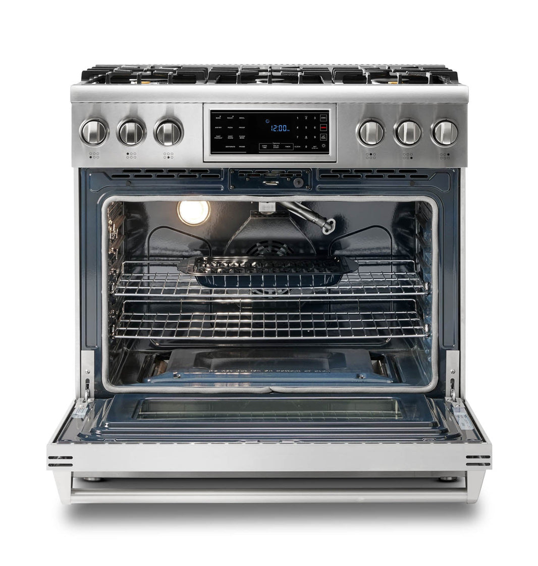 Thor Kitchen 36-Inch 6.0 Cu. Ft. Oven Gas Range with Tilt Panel and Self-Cleaning Oven in Stainless Steel (TRG3601)