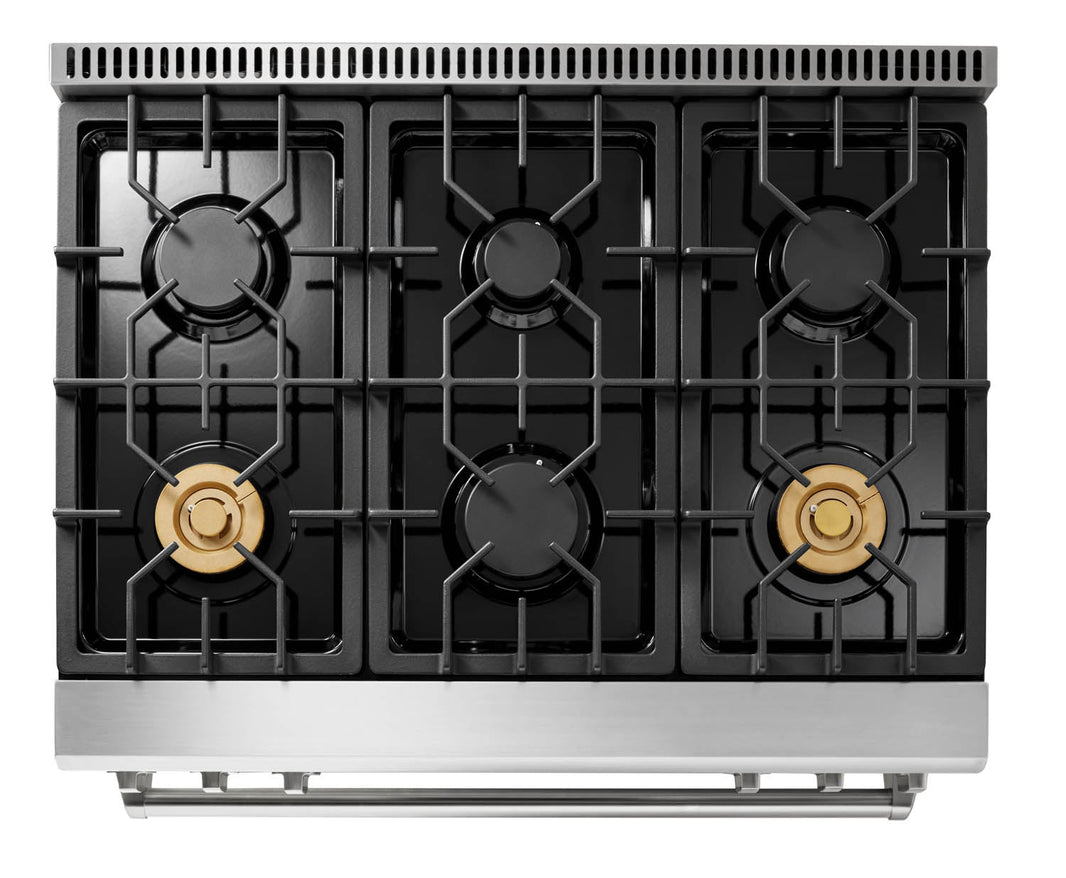 Thor Kitchen 36-Inch 6.0 Cu. Ft. Oven Gas Range with Tilt Panel and Self-Cleaning Oven in Stainless Steel (TRG3601)