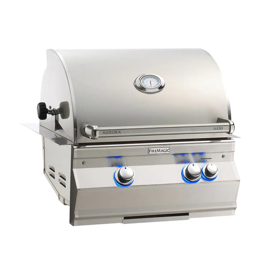 Fire Magic Aurora A430i 24-Inch Propane Gas Built-In Grill with 1 Sear Burner, Backburner and Analog Thermometer (A430I-8LAP)