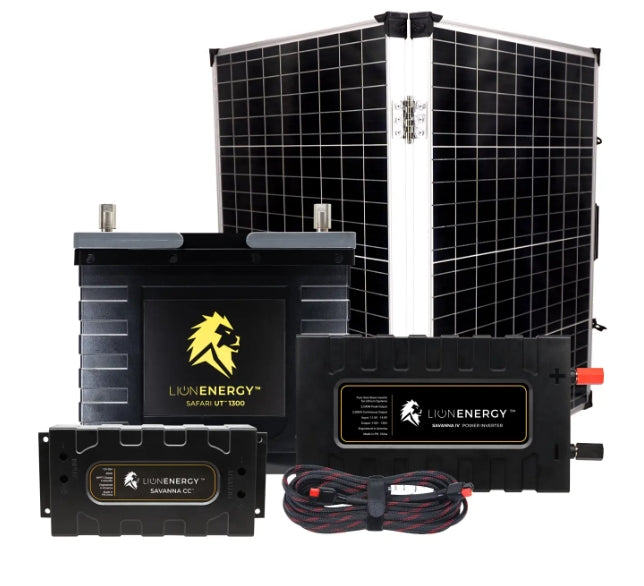 Lion Energy - 12V Lithium Battery 105Ah Solar Power System with Inverter (1 - UT1300)