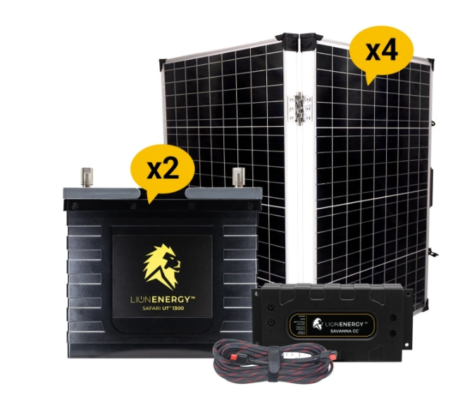 Lion Energy - 12V Lithium Battery 210Ah Solar Power System (2 - UT1300’s)