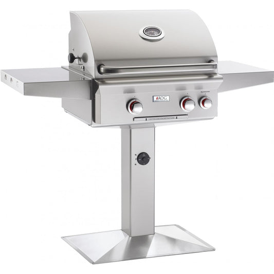 American Outdoor Grill 24-Inch T-Series 2-Burner Freestanding Propane Gas Grill on Pedestal with Rotisserie & Back Burner (24PPT)