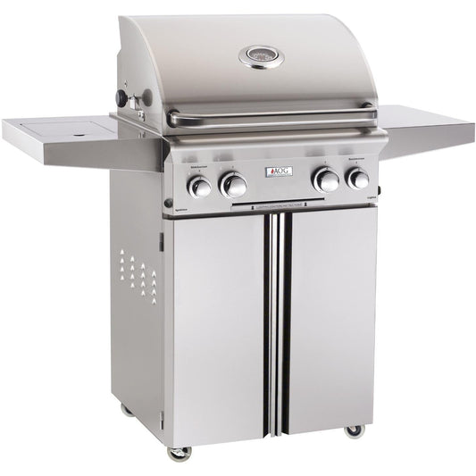 American Outdoor Grill 24” T-Series Freestanding Liquid Propane Gas Grill with Rotisserie & Side Burner (24PCT)