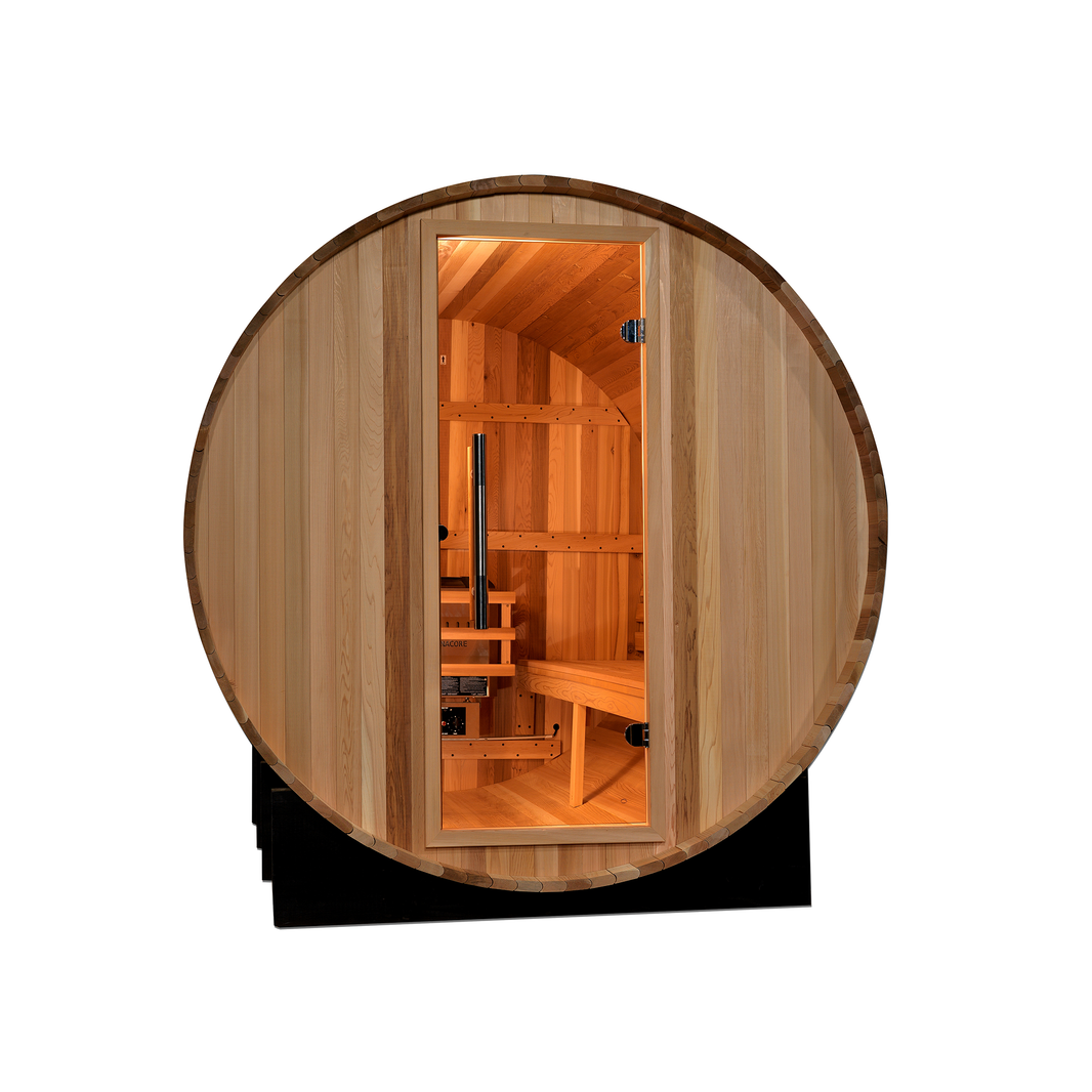 Golden Designs | Marstrand Barrel 6-Person Traditional Steam Sauna (Canadian Red Cedar) | SJ-2006