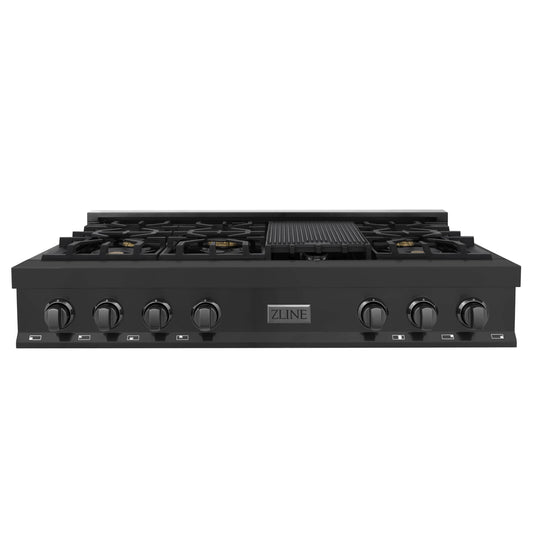 ZLINE 48-Inch Rangetop In Black Stainless With 7 Brass Burners (RTB-BR-48)