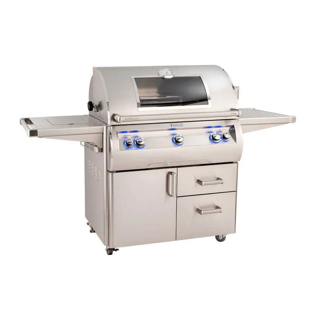 Fire Magic Echelon Diamond E790s 36-Inch A Series Freestanding Gas Grill With Rotisserie, Infrared Burner, Single Side Burner, Analog Thermometer & Magic View Window, Propane (E790S-8LAP-62-W)