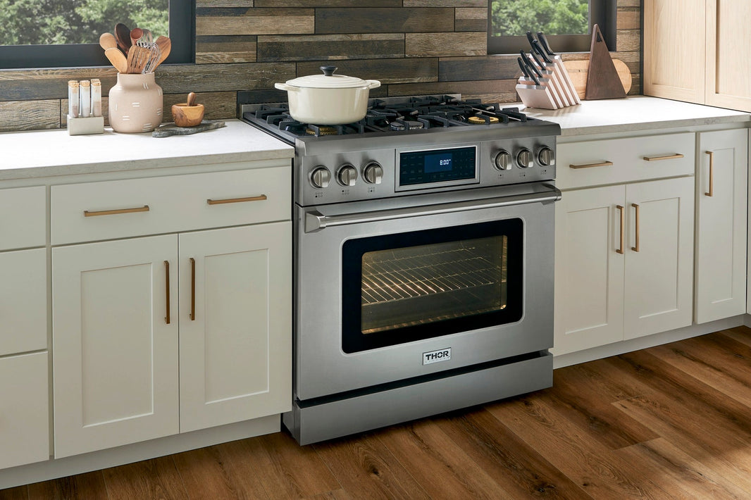 Thor Kitchen 36-Inch 6.0 Cu. Ft. Oven Gas Range with Tilt Panel and Self-Cleaning Oven in Stainless Steel (TRG3601)