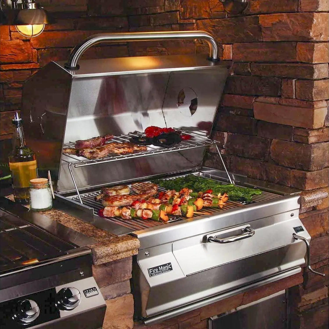 Fire Magic Legacy 24-Inch Built-In Charcoal Grill With Smoker Oven/Hood (12-SC01C-A)