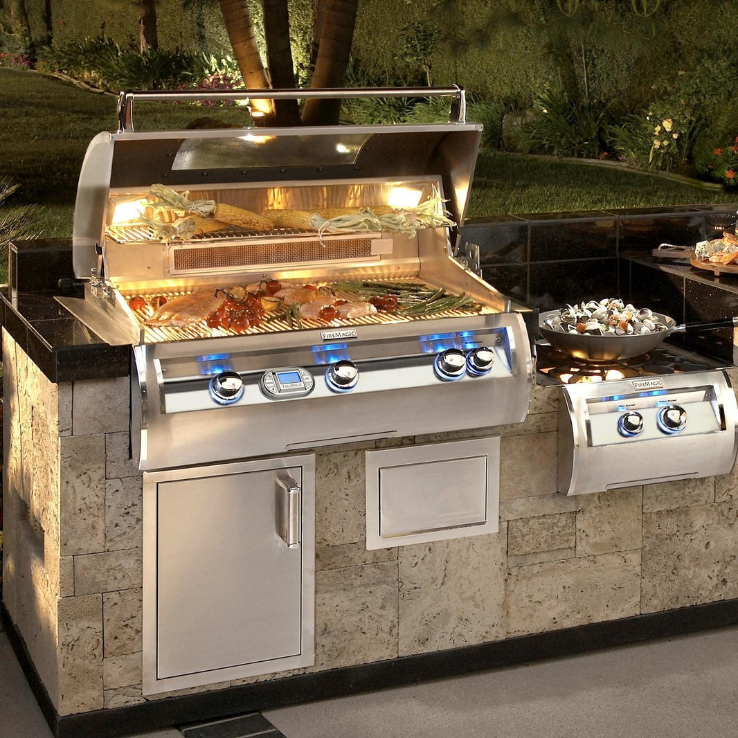 Fire Magic Echelon Diamond E790I 36-Inch Built-In Natural Gas Grill with One Infrared Burner, Magic View Window, Rotisserie, & Digital Thermometer (E790I-8L1N-W)