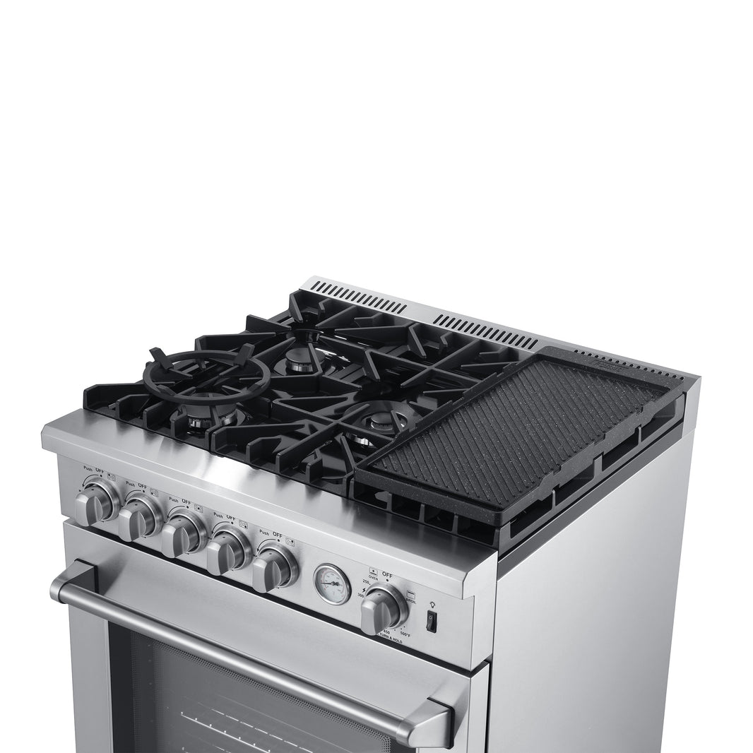 Forno 30" Breno Gas Range with 5 Sealed Burner, Air Fryer, Wok Ring, & Reversible Griddle (FFSGS6276-30)