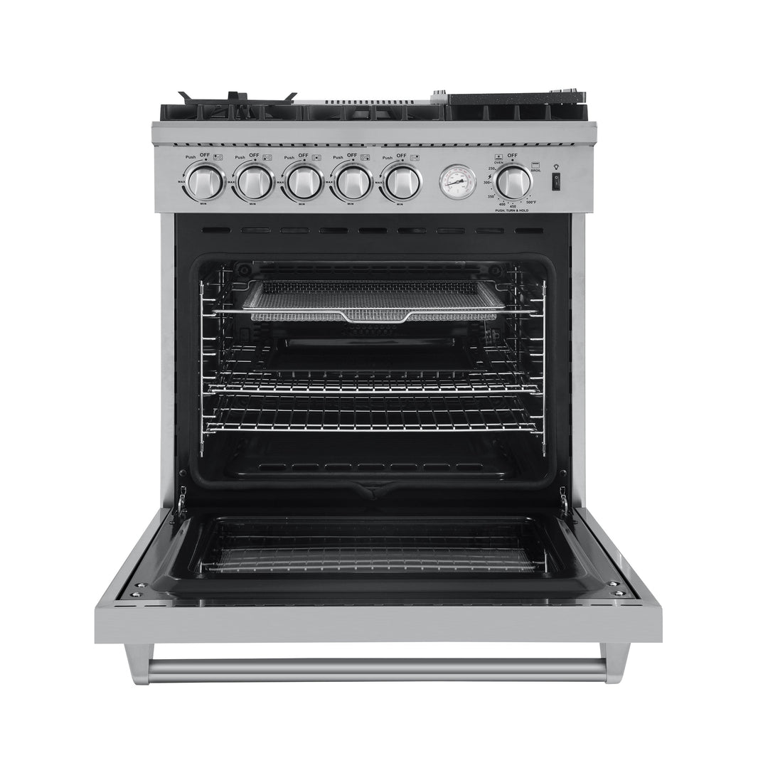 Forno 30" Breno Gas Range with 5 Sealed Burner, Air Fryer, Wok Ring, & Reversible Griddle (FFSGS6276-30)