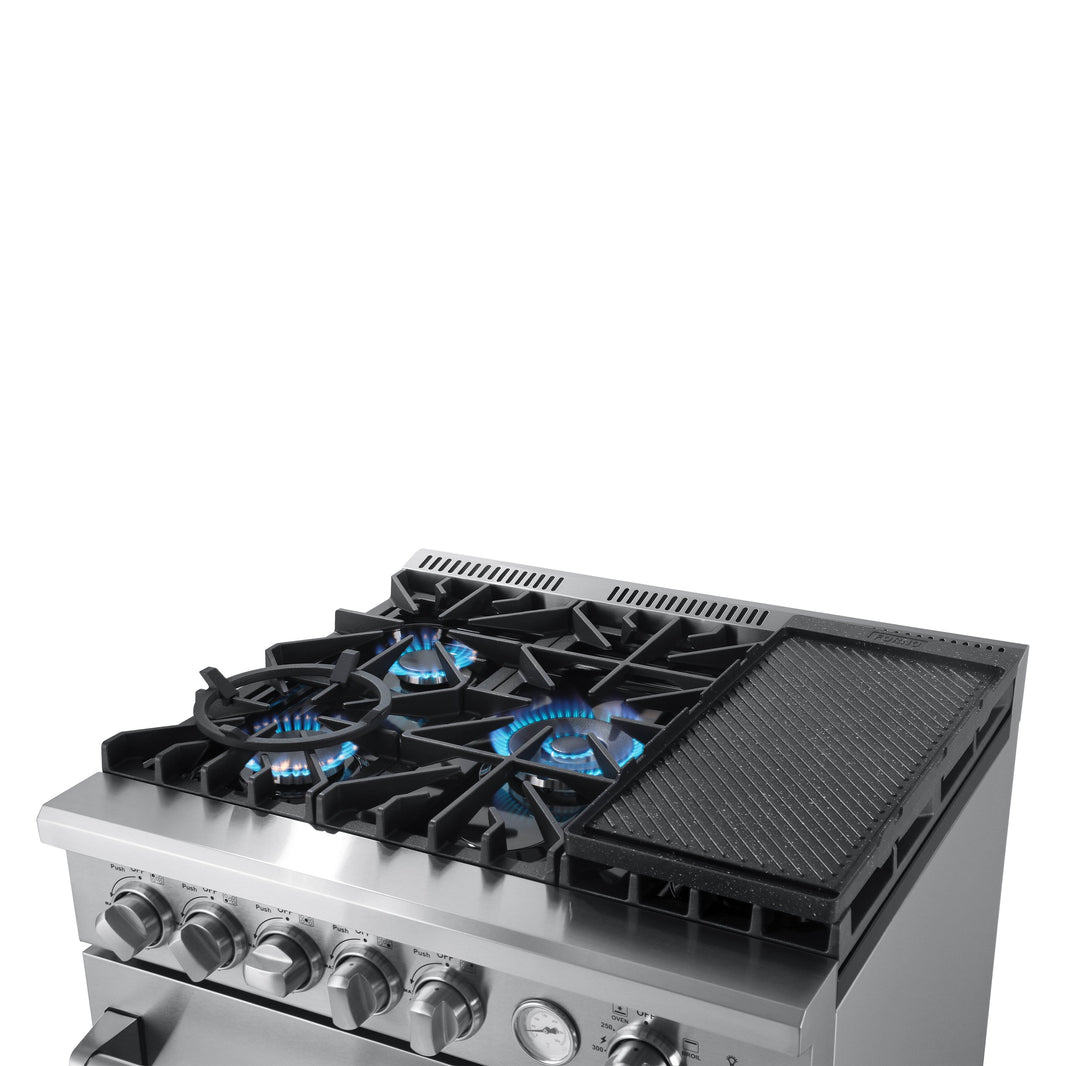 Forno 30" Breno Gas Range with 5 Sealed Burner, Air Fryer, Wok Ring, & Reversible Griddle (FFSGS6276-30)