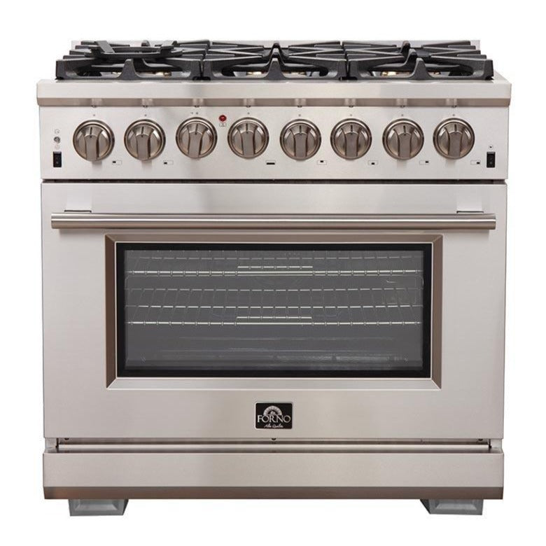 Forno 36-Inch Capriasca Dual Fuel Range - Gas Cooktop with 240v Electric Oven - 6 Burners, Convection Oven and 120,000 BTUs (FFSGS6187-36)