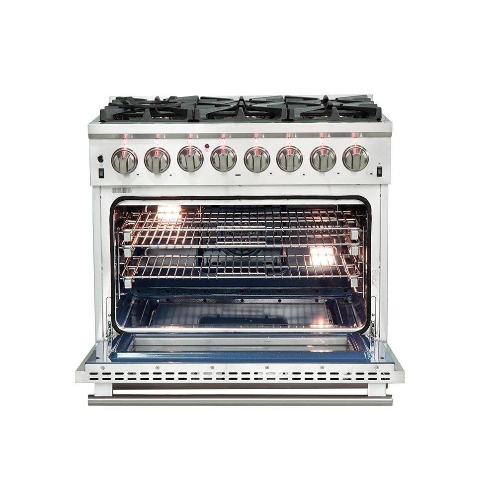 Forno 36-Inch Capriasca Dual Fuel Range - Gas Cooktop with 240v Electric Oven - 6 Burners, Convection Oven and 120,000 BTUs (FFSGS6187-36)