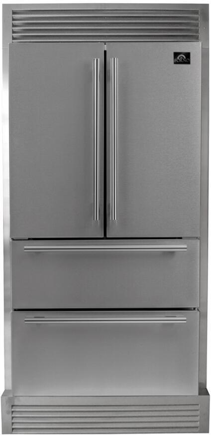 Forno 40-Inch French Door Refrigerator - 19 cu.ft with Double Freezer Drawer and Ice Maker - with 4” Custom Grill (FFRBI1820-40SG)