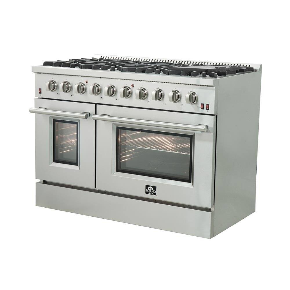 Forno 48-Inch Galiano Gas Range with 8 Burners and Reversible Griddle in Stainless Steel (FFSGS6244-48)