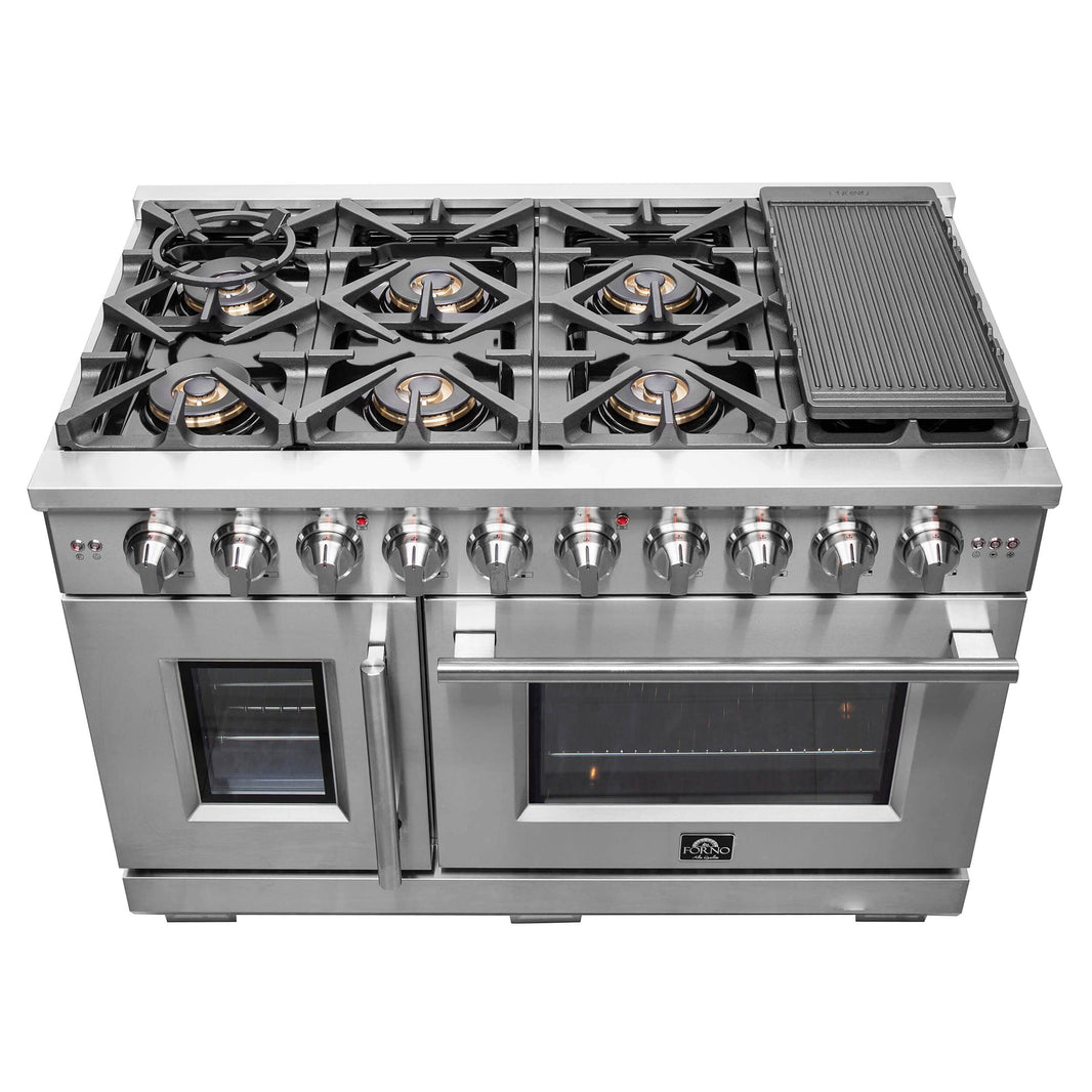 Forno 48-Inch Capriasca Gas Range with 8 Burners, 180,000 BTUs, & French Door Gas Oven in Stainless Steel (FFSGS6460-48)