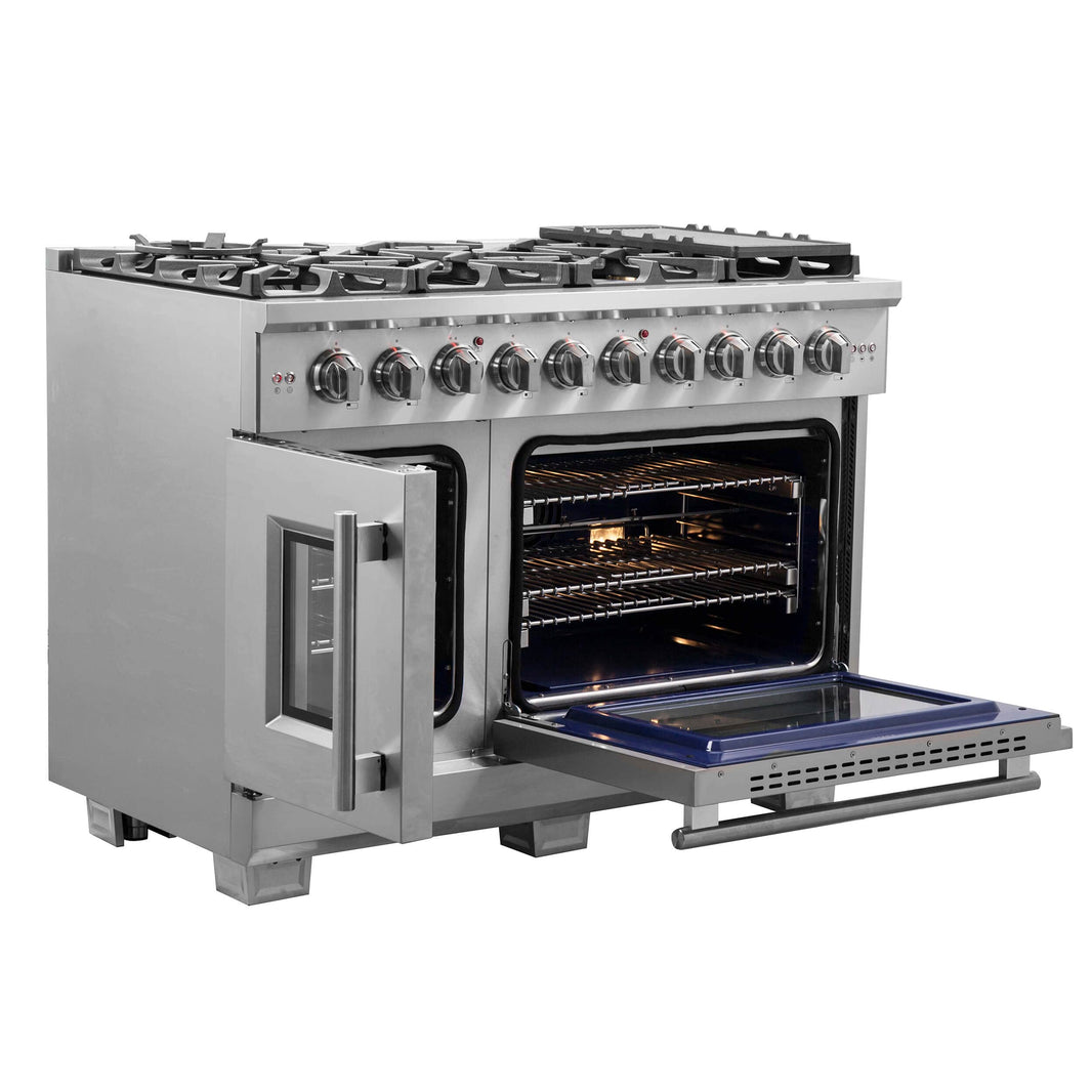 Forno 48-Inch Capriasca Gas Range with 8 Burners, 180,000 BTUs, & French Door Gas Oven in Stainless Steel (FFSGS6460-48)