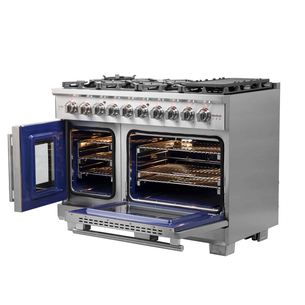 Forno 48-Inch Capriasca Gas Range with 8 Burners, 180,000 BTUs, & French Door Gas Oven in Stainless Steel (FFSGS6460-48)