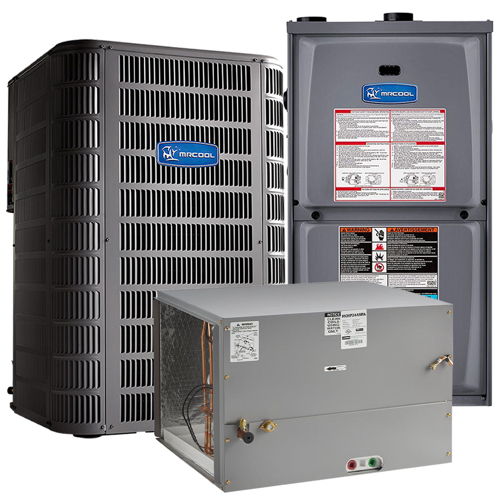 MRCOOL Signature Series - Central Air Conditioner & Gas Furnace Split System - 2 Ton, 17 SEER, 24K BTU, 96% AFUE - 17.5-Inch Cabinet - Horizontal