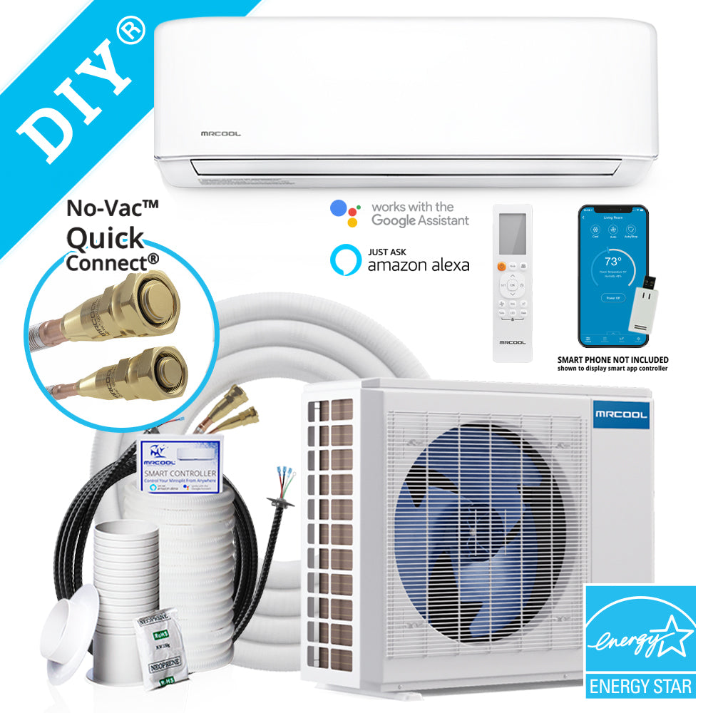 MRCOOL DIY 4th Gen 18K BTU, 1.5 Ton, 22 SEER, Ductless Mini-Split Heat Pump Complete System (DIY-18-HP-WM-230C25)