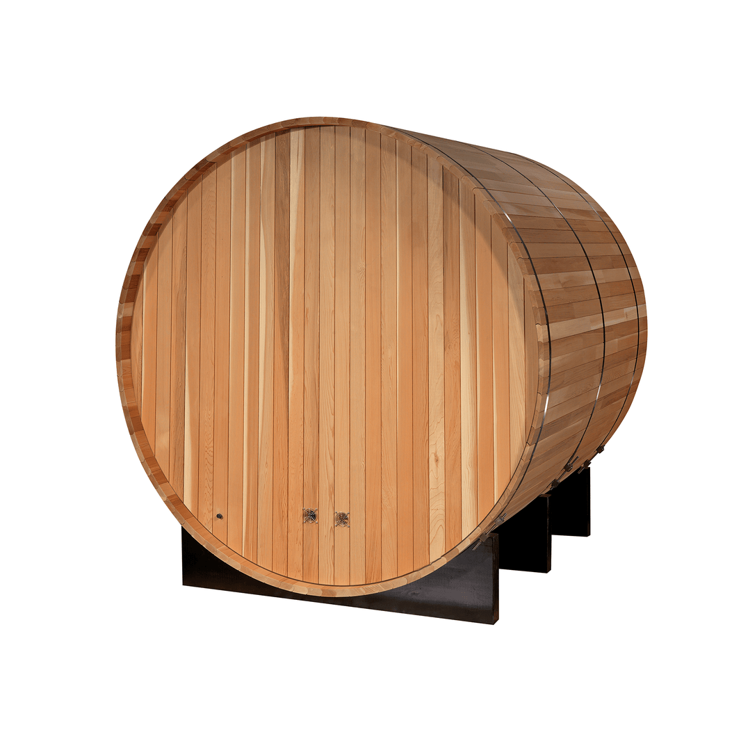 Golden Designs | Uppsala Barrel 4-Person Traditional Steam Sauna (Canadian Red Cedar) | SJ-2004