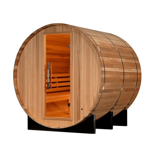 Golden Designs | Uppsala Barrel 4-Person Traditional Steam Sauna (Canadian Red Cedar) | SJ-2004