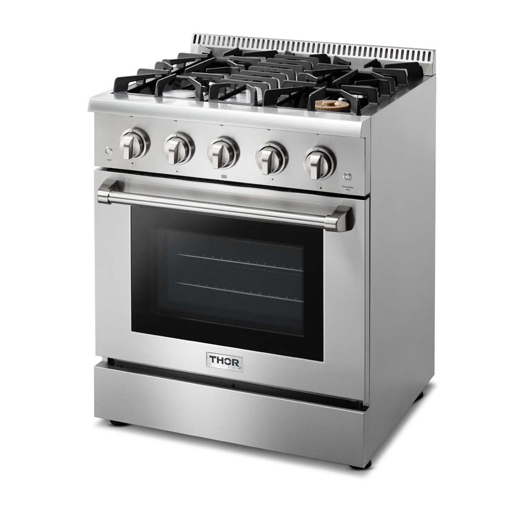 Thor Kitchen 2-Piece Pro Appliance Package - 30-Inch Gas Range & Premium Under Cabinet Hood in Stainless Steel