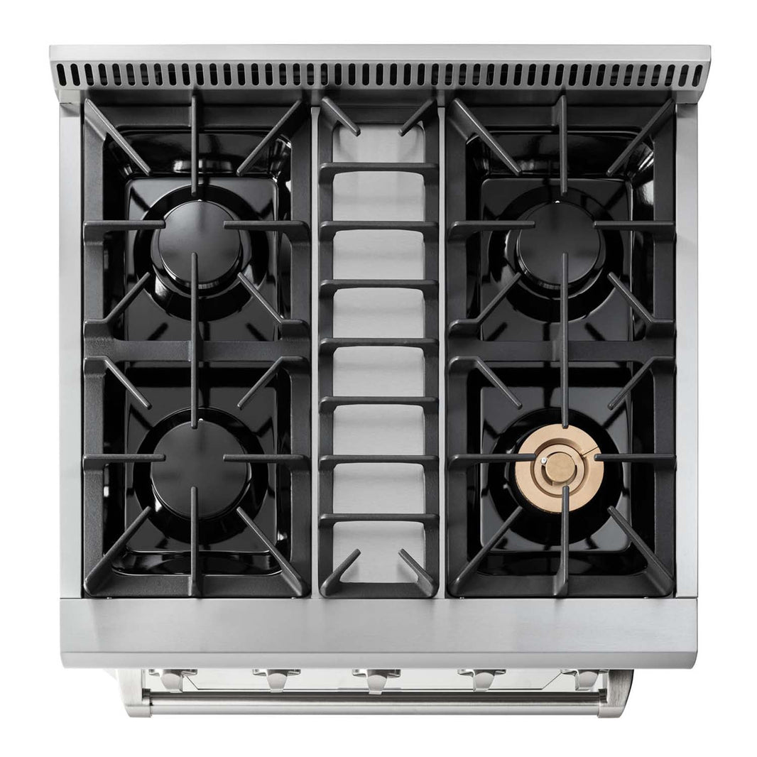 Thor Kitchen 2-Piece Pro Appliance Package - 30-Inch Gas Range & Premium Wall Mount Hood in Stainless Steel