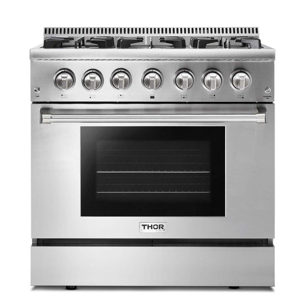 Thor Kitchen 2-Piece Pro Appliance Package - 36-Inch Dual Fuel Range & Premium Under Cabinet Hood in Stainless Steel