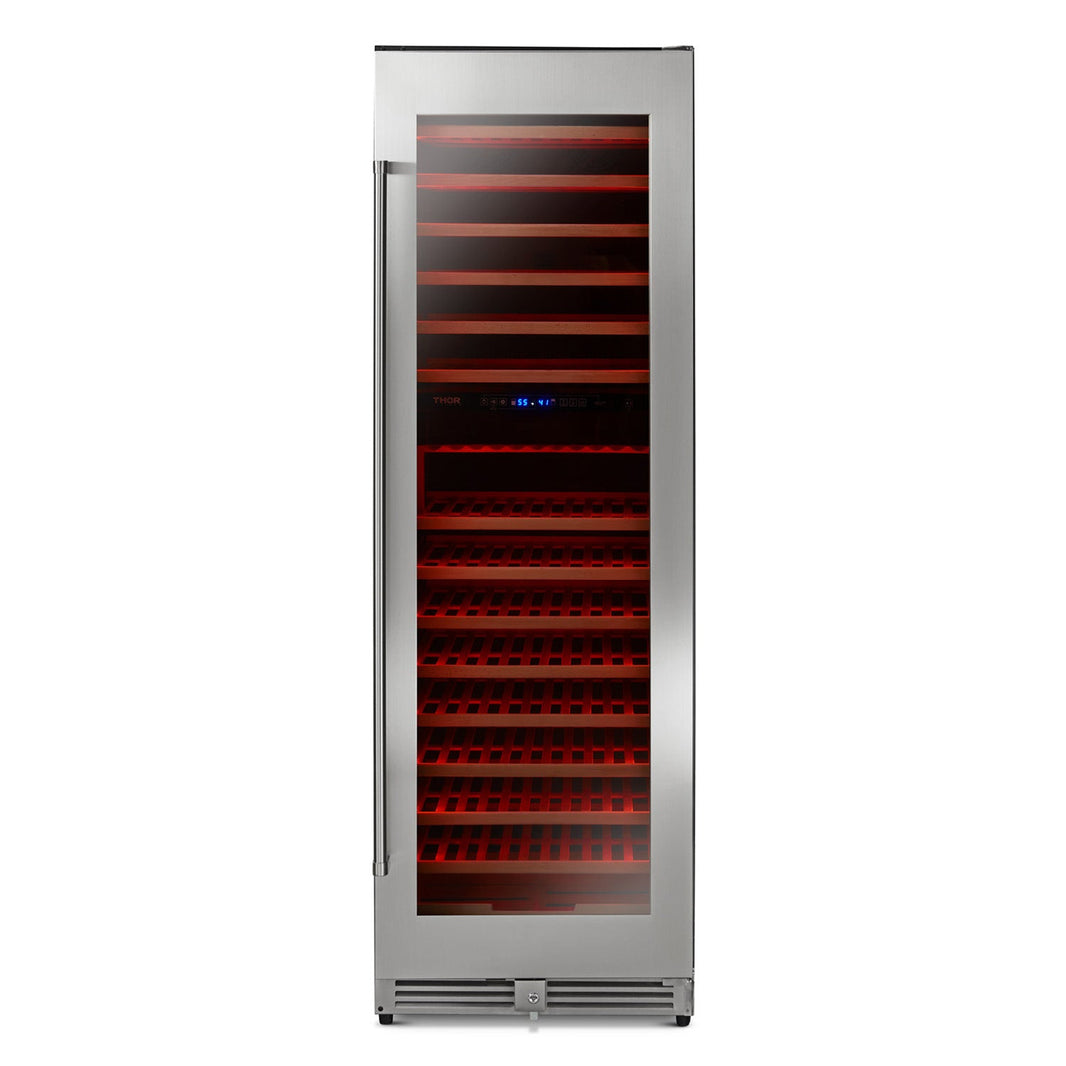 Thor Kitchen 24” Freestanding Wine Cooler with 162-Bottle Capacity and Dual Zone in Stainless Steel (TWC2403DI)