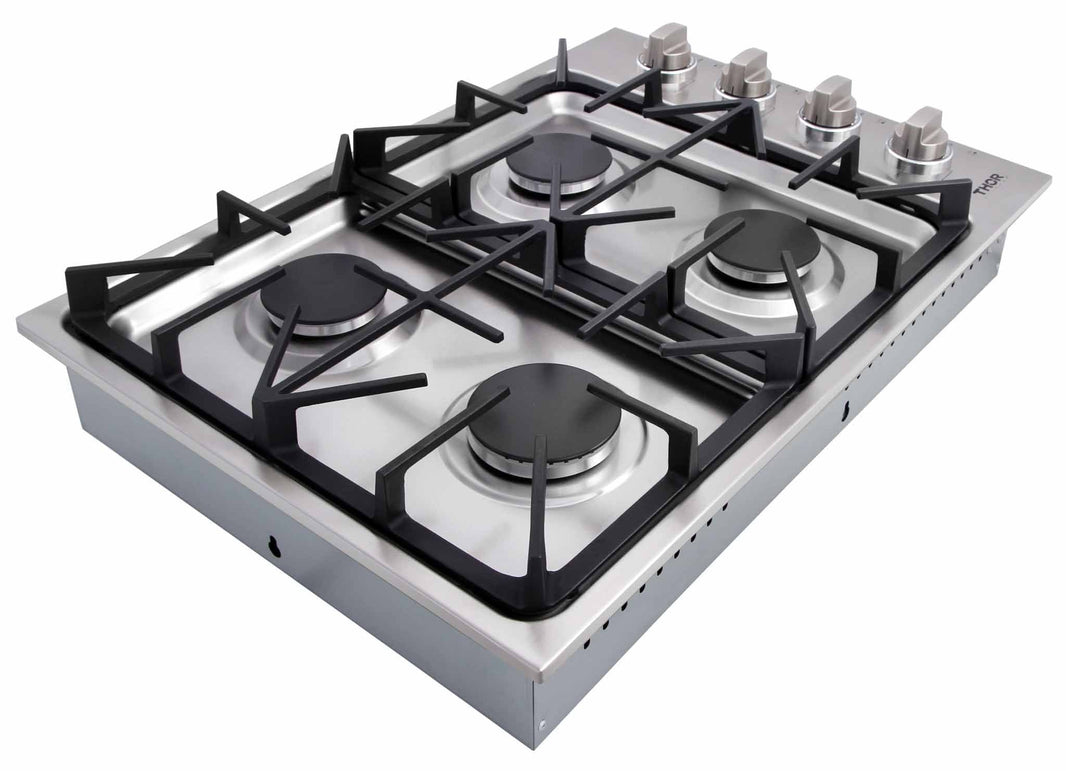 Thor Kitchen 30-Inch Professional Drop-In Gas Cooktop with Four Burners in Stainless Steel (TGC3001)