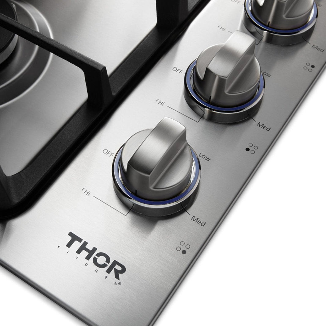 Thor Kitchen 30-Inch Professional Drop-In Gas Cooktop with Four Burners in Stainless Steel (TGC3001)